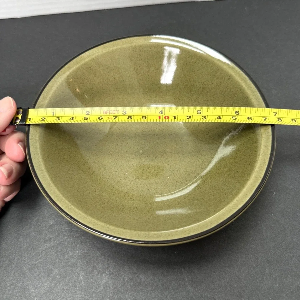 Fashion Manor Saracen‎ Stoneware Bowl Olive Green Speckled Japan Vintage 7 Inch